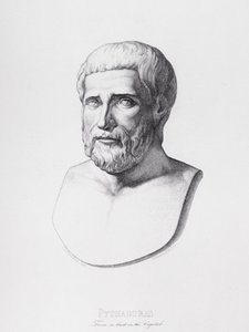Retrato de Pitágoras (c.580-500 aC) gravado por B.Barloccini, 1849